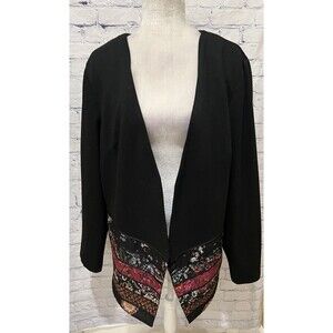 Coldwater Creek Open Front Cardigan Blazer Jacket Black Knit Size XL